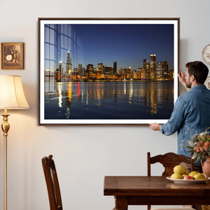 Chicago Wall Art Canvas Print - Chicago City Downtown Night