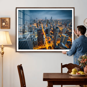 Chicago Wall Art Canvas Print - Chicago City Downtown Night