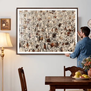 Abstract Longhorn Wall Art Canvas Print - Farm Animal