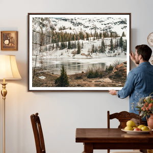 Snowy Mountain Landscape Wall Art Canvas Print, Alpine Pine