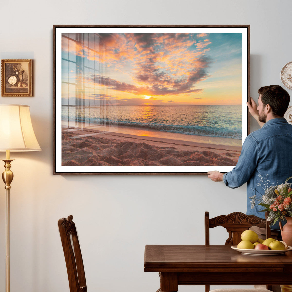 Sunset Beach Wall Art Canvas Print – Soft Coastal