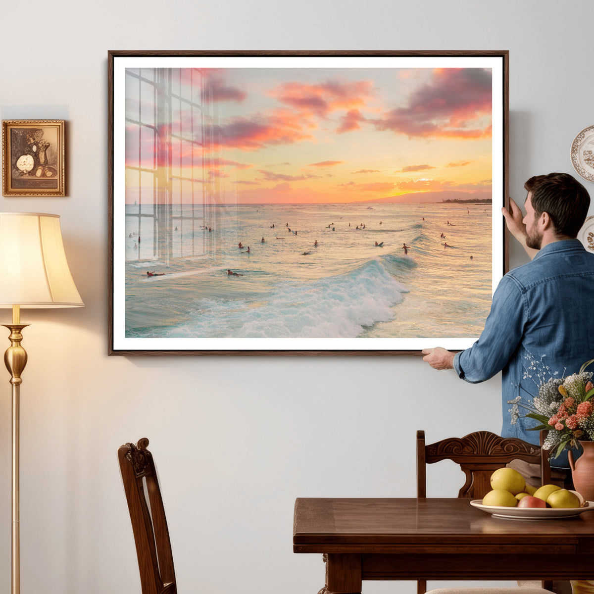 Sunset Beach Wall Art Canvas Print – Soft Coastal