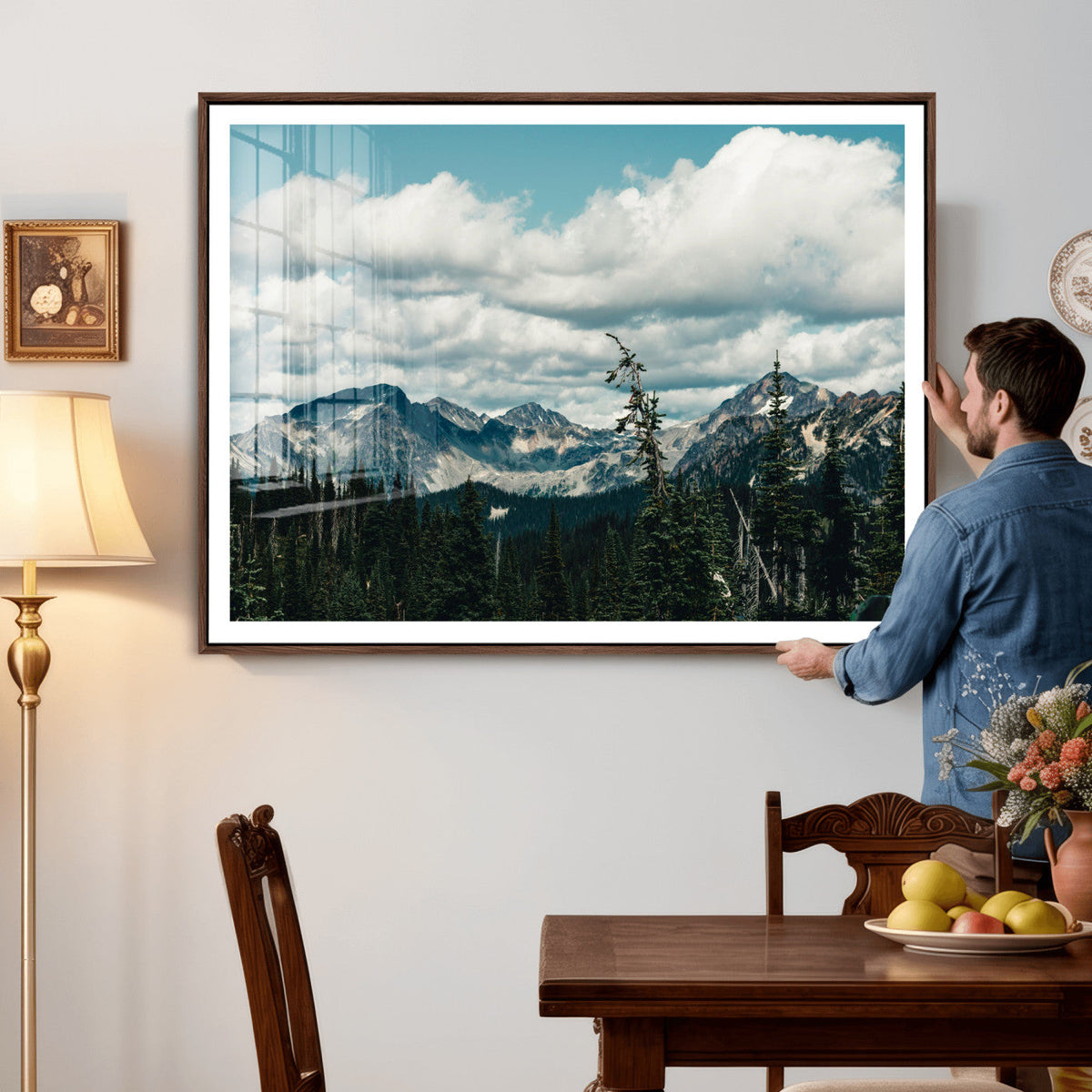Mountain Forest Wall Art Canvas Print, Alpine Pine Tree