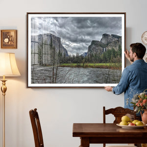 Yosemite Valley River Wall Art Canvas Print, Granite Cliffs