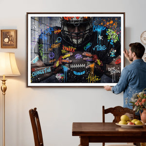 Graffiti American Football Player Street Art Wall Art Canvas