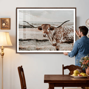 Texas Longhorn Bull Rustic Wall Art Canvas Print