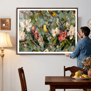 Vintage Birds and Flowers Wide Wall Art: Extra Large