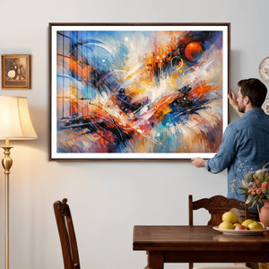 Lyrical Abstraction Wall Art Canvas Print, Orange Blue
