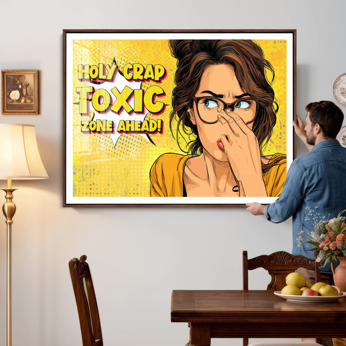 Pop Art Print Bathroom Sign Wall Art Canvas Print — Funny