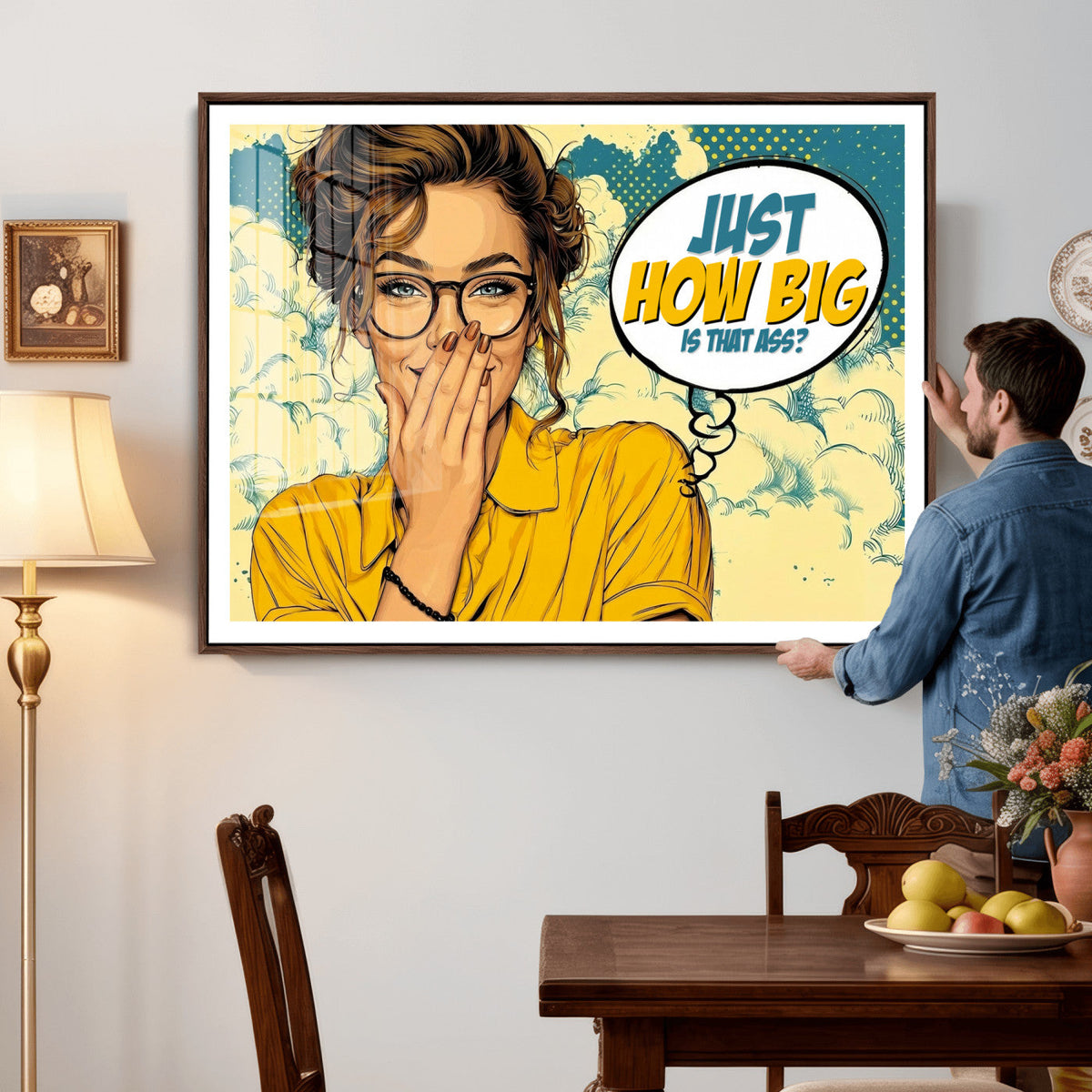 Pop Art Print Bathroom Sign Wall Art Canvas Print — Funny