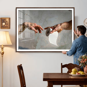 Funny Bathroom Wall Art Canvas, Creation of Toilet Paper