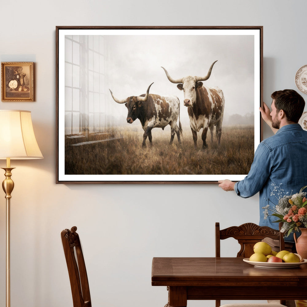 Texas Longhorn Canvas Wall Art Western Bull Desert Moody