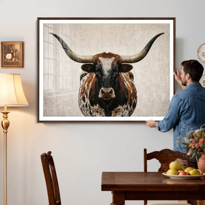 Texas Longhorn Canvas Wall Art Western Bull Desert Moody