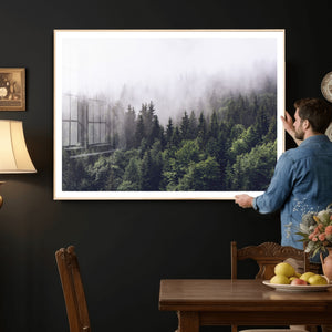 Misty Forest Wall Art | Foggy Forest Canvas Print | Large
