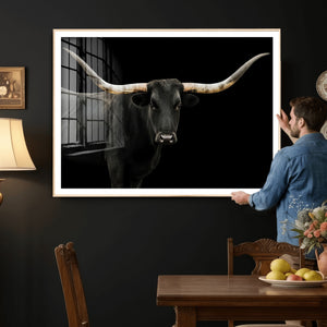 Longhorn Cattle Wall Art Canvas Print – Framed Texas Ranch