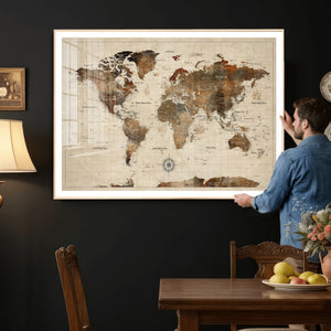 World Map Canvas Print – Framed Detailed Map of the World