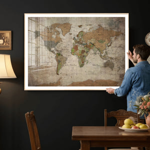 World Map Canvas Print – Framed Travel Map Wall Art for
