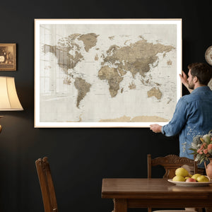 Detailed World Map Wall Art Canvas Print