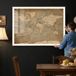 World Map Canvas Print – Framed Travel Map Wall Art for