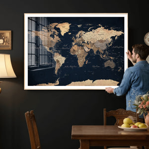 World Map Canvas Print – Detailed Map of the World Wall Art