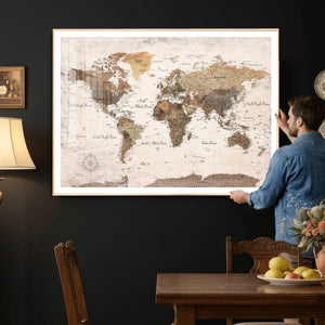 World Map Canvas Print – Framed Travel Map Wall Art for