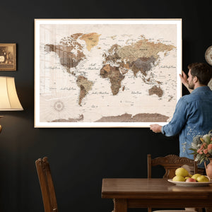 World Map Canvas Print – Framed Detailed Map of the World