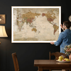 Vintage Detailed World Map Wall Art Canvas Print – Antique