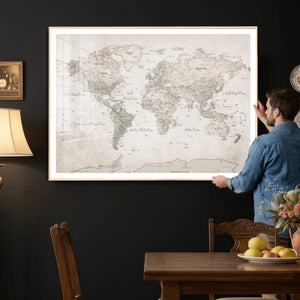 Antique Style World Map Canvas Print - Vintage Detailed