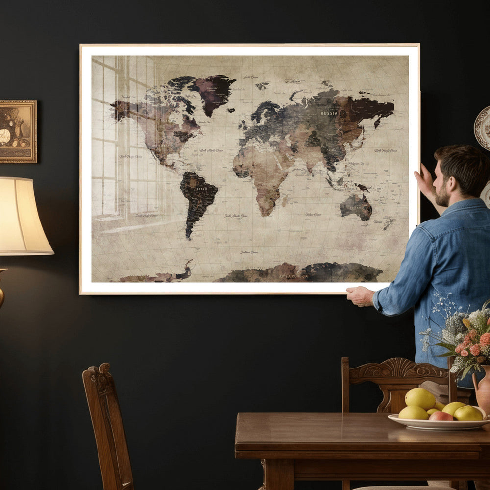 World Map Canvas Print – Detailed Map of the World Adventure