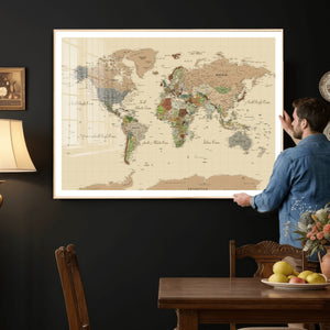 Extra Large World Map Canvas Print – Detailed Map of the