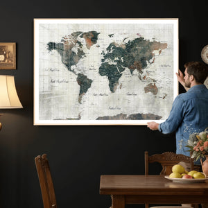 World Map Canvas Print – Framed Travel Map Wall Art for