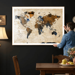 World Map Canvas Print – Framed Travel Map Wall Art for