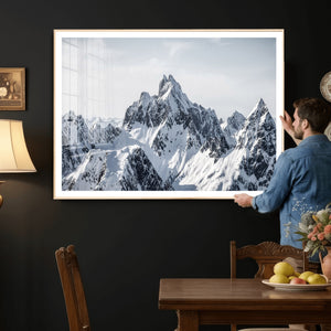 Snowy Mountain Range Canvas Print, Alpine Peaks Landscape