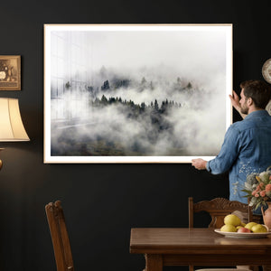 Foggy Forest Wall Art Canvas Print, Misty Pine Tree