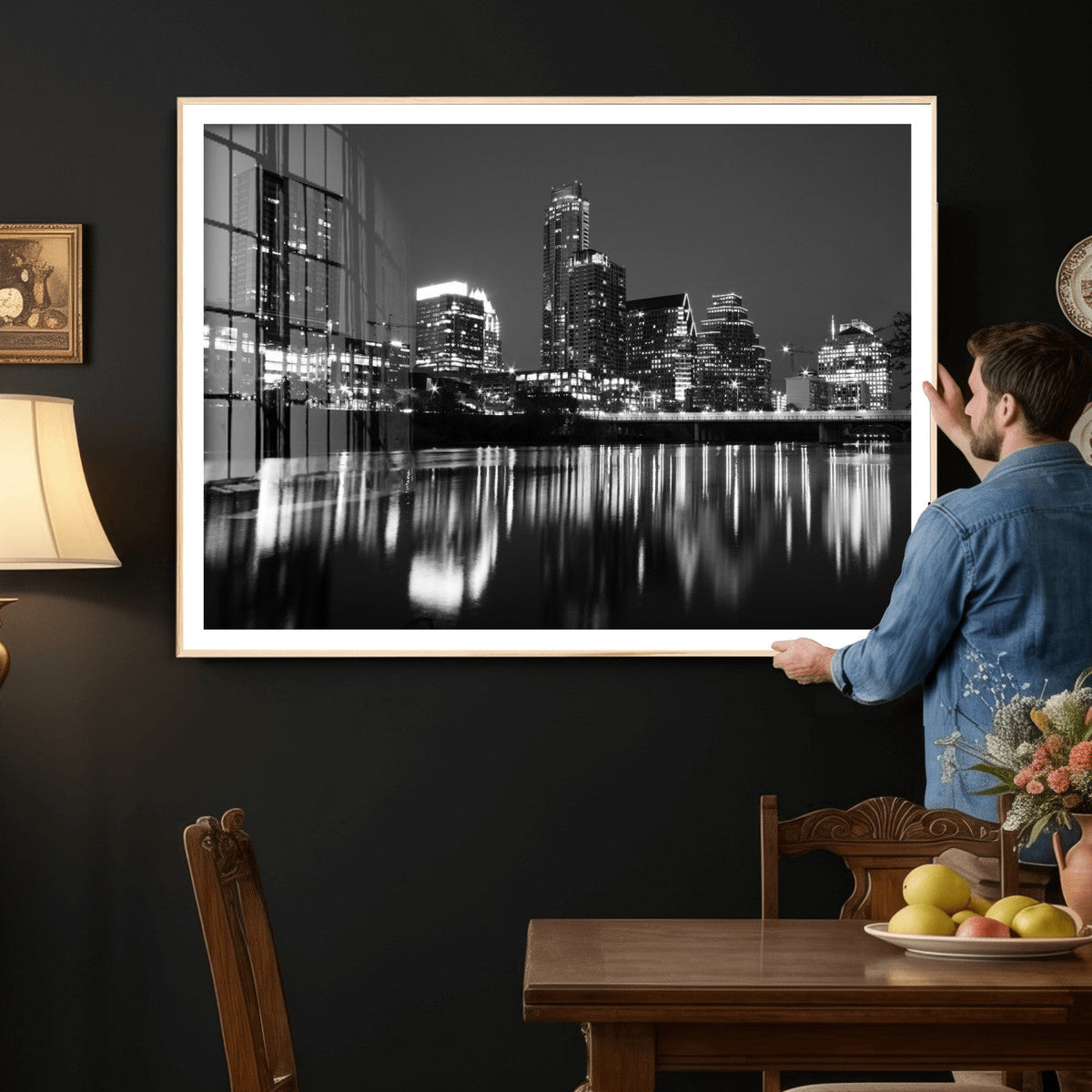 Austin Skyline Wall Art Canvas Print, Austin Downtown Night