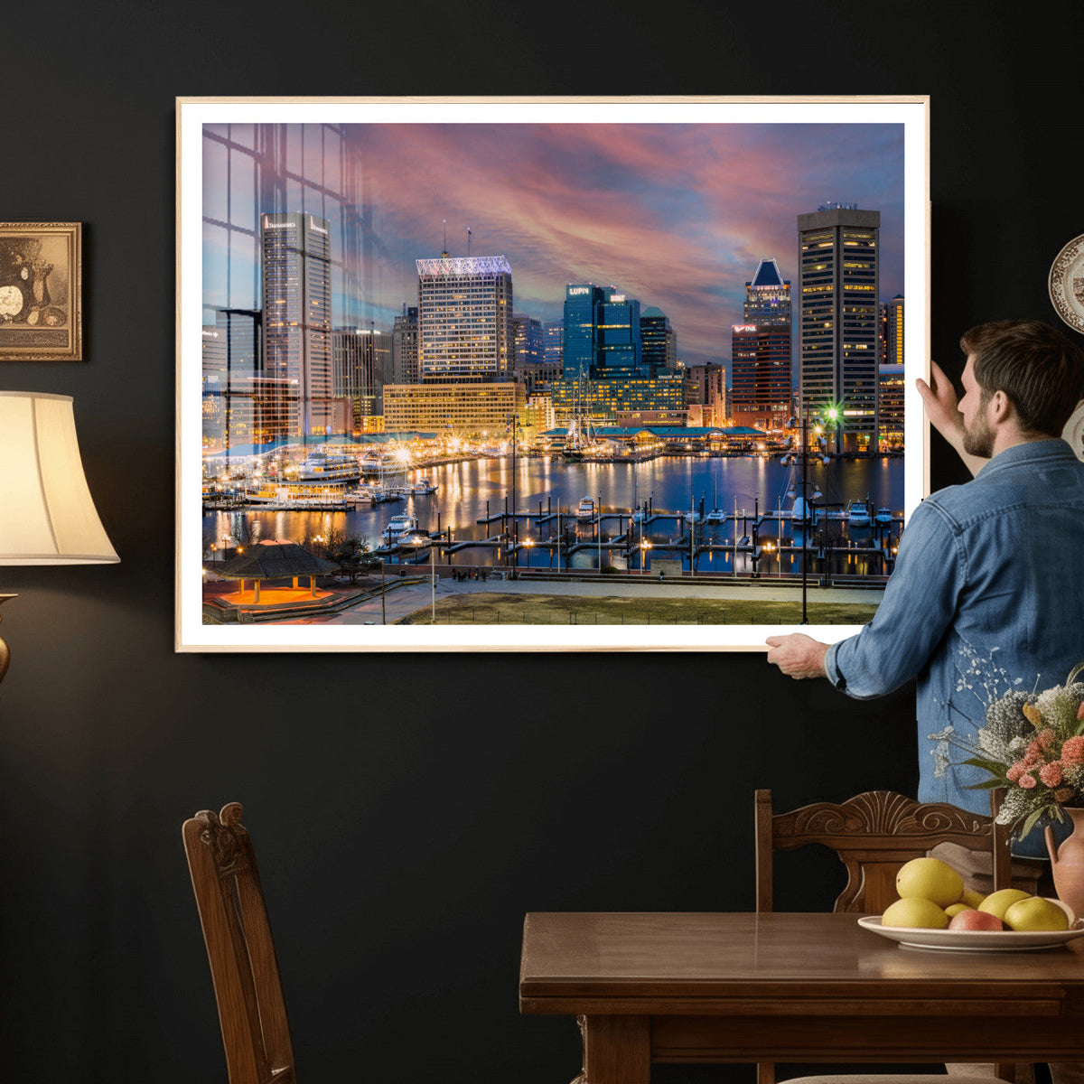 Baltimore Skyline Wall Art Canvas Print, Baltimore Downtown