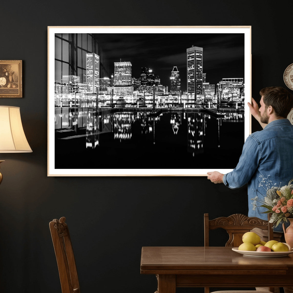 Baltimore Skyline Wall Art Canvas Print, Baltimore Downtown