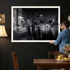 Boston Wall Art Canvas Print, Boston City Downtown Night