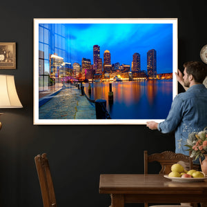 Boston Wall Art Canvas Print, Boston City Downtown Night