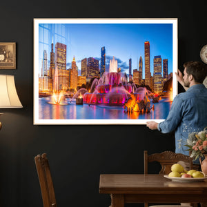 Chicago Wall Art Canvas Print, Chicago City Downtown Night