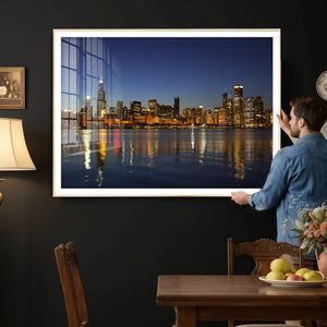 Chicago Wall Art Canvas Print - Chicago City Downtown Night