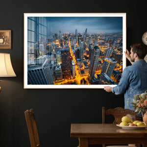 Chicago Wall Art Canvas Print - Chicago City Downtown Night