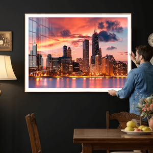 Chicago Wall Art Canvas Print - Chicago City Downtown Night
