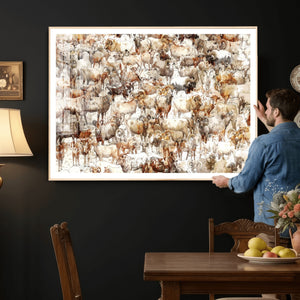 Farmhouse Bighorn Sheep Wall Art Canvas Print - Abstract