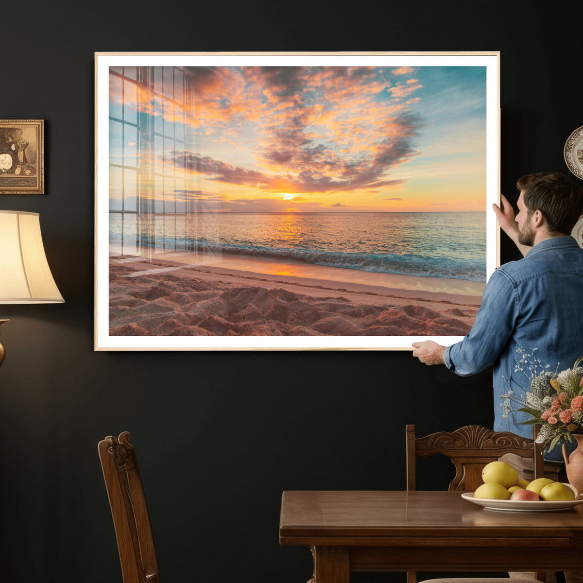 Sunset Beach Wall Art Canvas Print – Soft Coastal