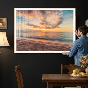 Sunset Beach Wall Art Canvas Print – Soft Coastal