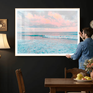 Ocean Wave Wall Art Canvas Print, Pastel Surf Seascape