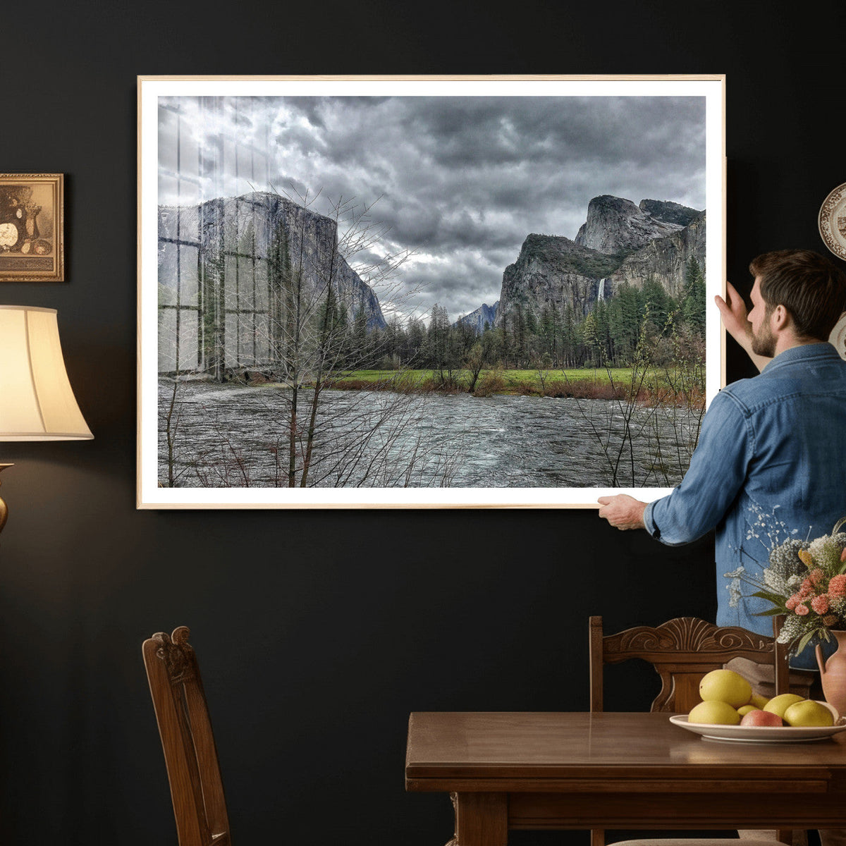 Yosemite Valley River Wall Art Canvas Print, Granite Cliffs