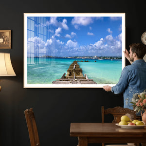 Caribbean Ocean Pier Seascape Wall Art Canvas Print,