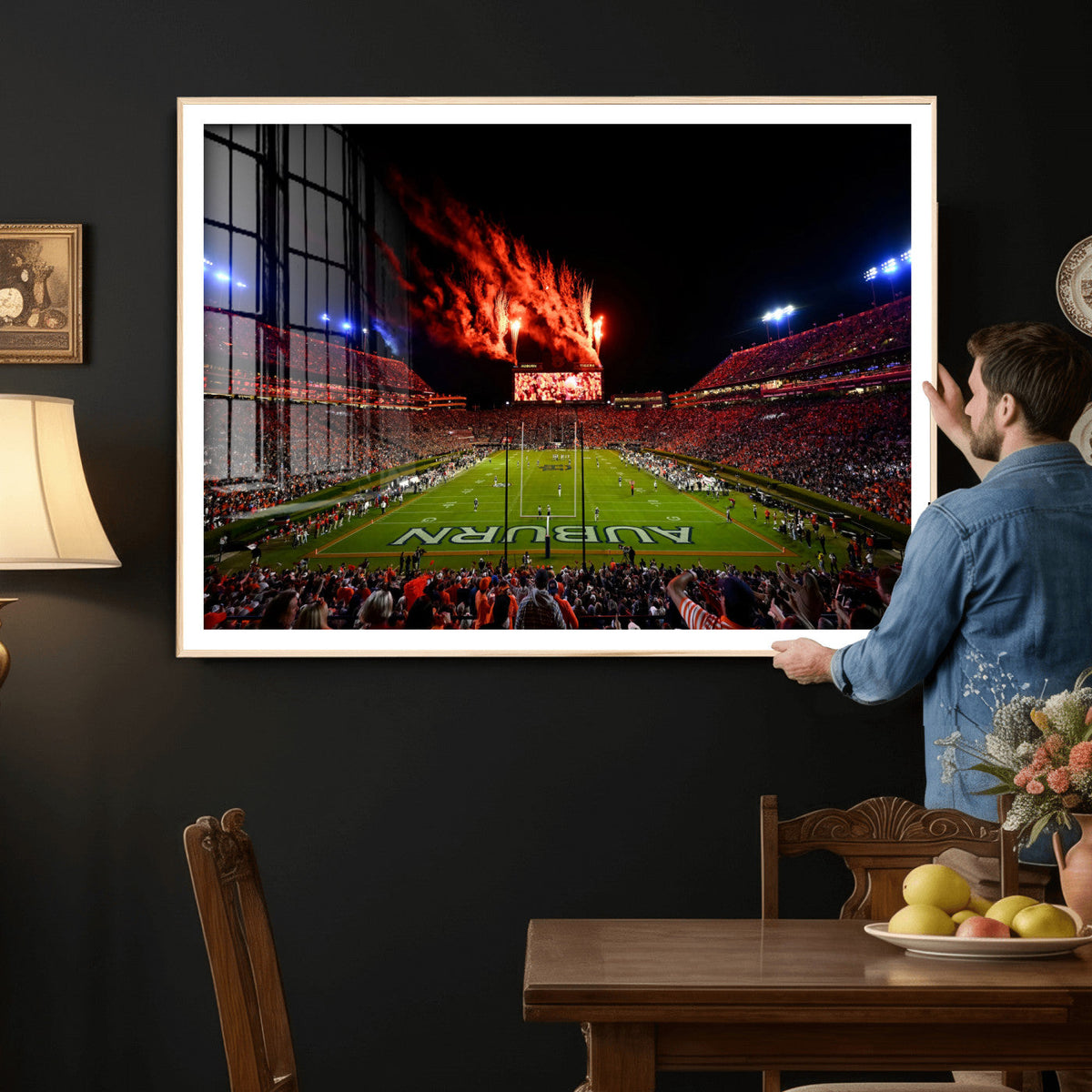 Auburn Stadium Wall Art Canvas Print, College Football Night